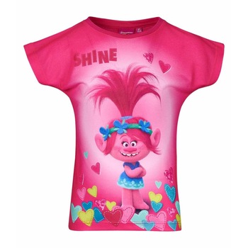 Tricou fete Trolls roz fucsia Tricou fete Trolls roz fucsia