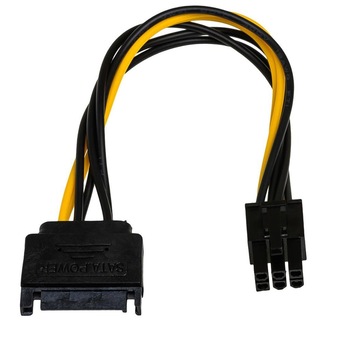 Cablu de alimentare , Akyga , AK/CA/30 SATA / PCI Express 6 pin , 0,15 m , negru cu galben Cablu de alimentare , Akyga , AK/CA/30 SATA / PCI Express 6 pin , 0,15 m , negru cu galben