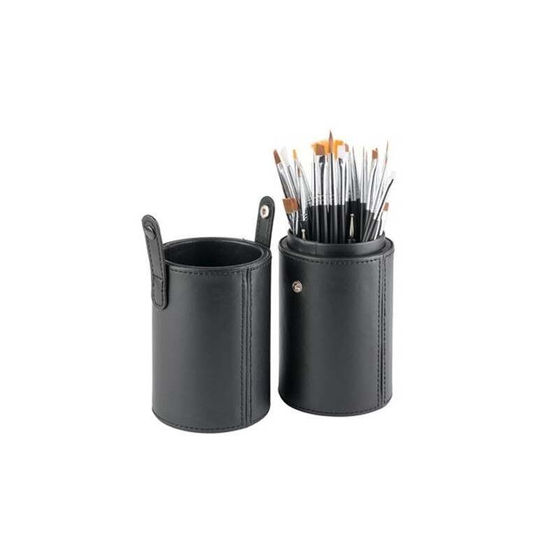 Set pensule pentru unghii Miley, 34 piese, maner lemn, suport inclus
