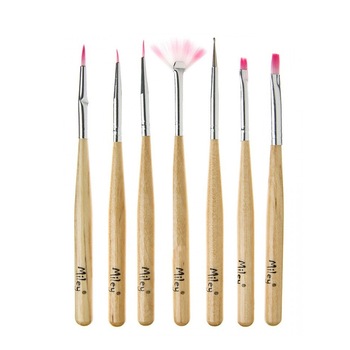 Set pensule manichiura, Miley, cu maner din lemn, 7 buc Set pensule manichiura, Miley, cu maner din lemn, 7 buc
