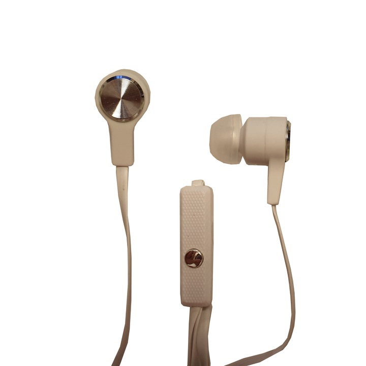 Casti Intraauriculare, In Ear, Cu Fir, Microfon, Buton Control, Dynamic Sound, Alb