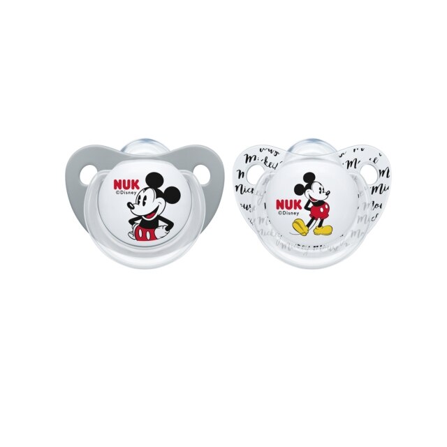 Mickey゜o゜２セット Set 2 suzete ortodontice din silicon 0-6 luni Nuk Mickey Mouse