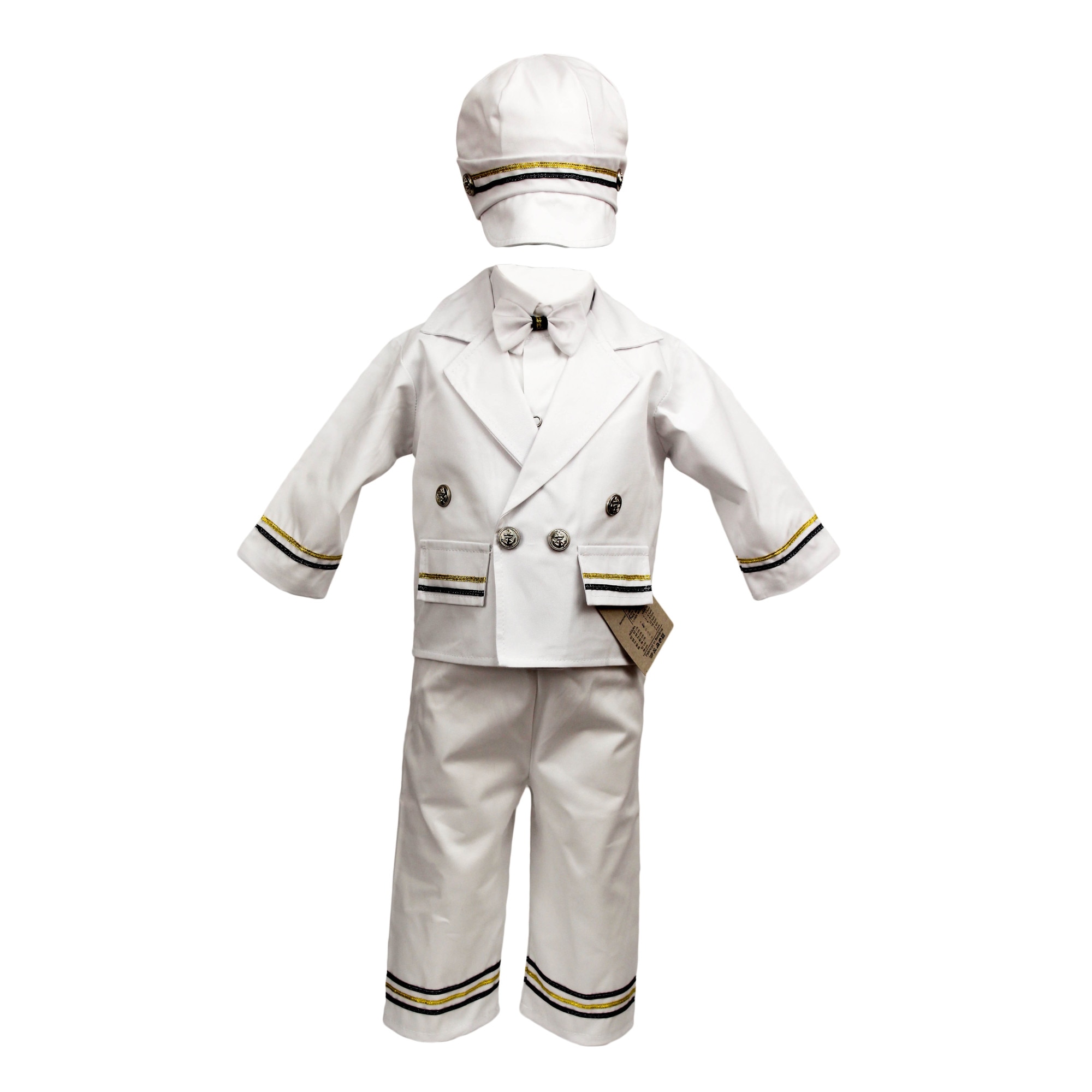 Costum botez, model Marinar, culoare alba, varsta 3-6 luni