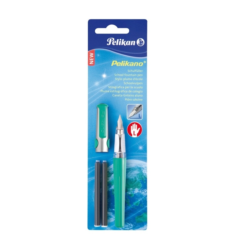Stilou Pelikano Pelican pentru stangaci cu 2 patroane/blister