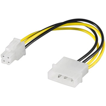 Cablu de alimentare , Akyga , AK/CA/12 Molex / P4 , negru cu galben Cablu de alimentare , Akyga , AK/CA/12 Molex / P4 , negru cu galben