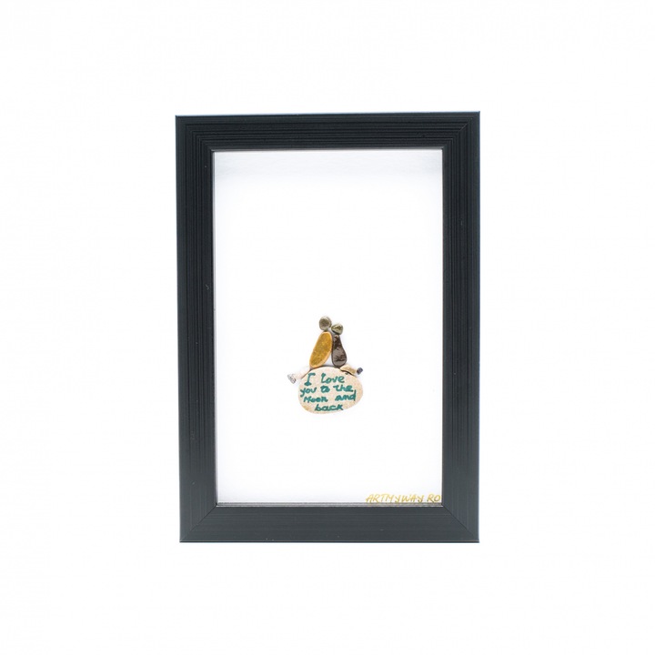 Festmény I love you to the Moon and Back - Pebble Art Collection