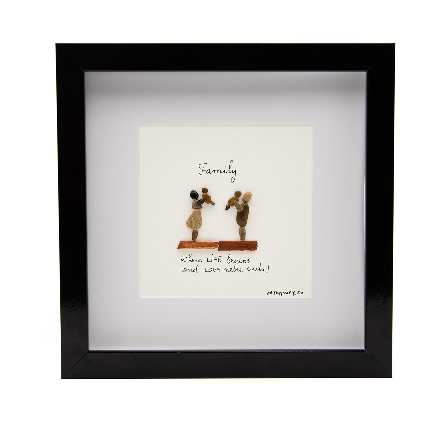Tablou Family - where Life begins and LOVE never ends - Colectia Pebble Art