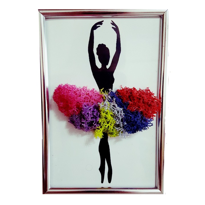 Tablou decorativ cu licheni stabilizati, 10 x 15 cm, Rainbow dance