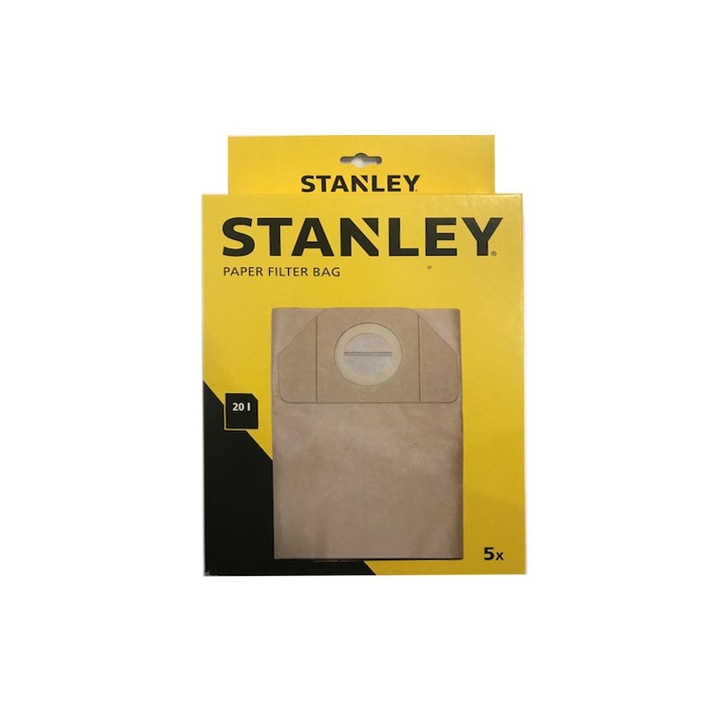 Stanley 41856 papír porzsák, 20 L, 5 db, SXVC20PTE, SXVC20XTE porszívókhoz