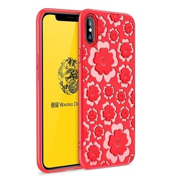 Husa MSVII Flower iPhone XS / X - Rosu Husa MSVII Flower iPhone XS / X - Rosu