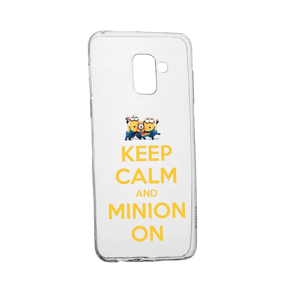 Husa de protectie Minion Keep Calm pentru Samsung Galaxy A8 2018 / A5 2018, rezistenta la uzura, anti-alunecare, din silicon Premium, 209