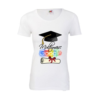 Tricou dama personalizat imprimeu MULTUMESC GOOGLE, 2XL, alb Tricou dama personalizat imprimeu MULTUMESC GOOGLE, 2XL, alb