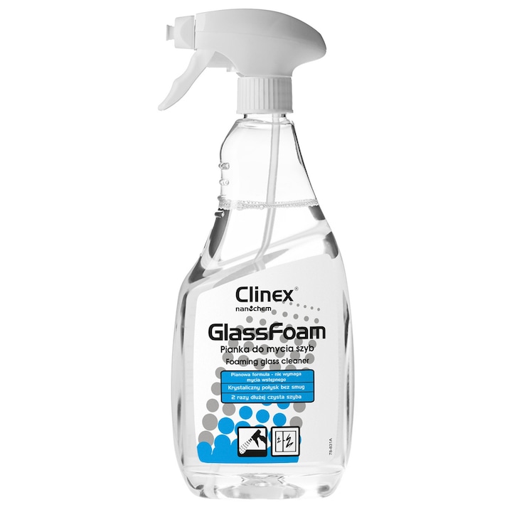 Spuma pentru curatat geamuri, Clinex Glass Foam, 650 ml