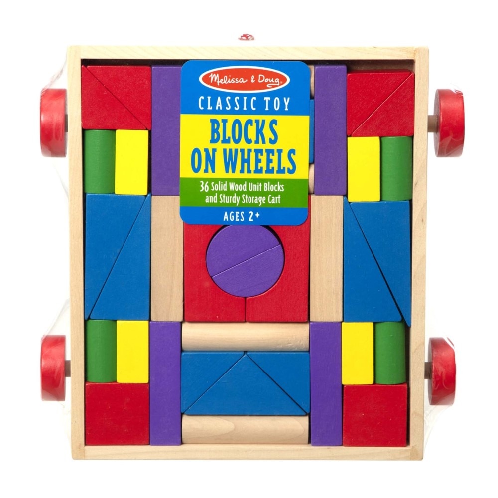 Дървен конструктор Melissa&Doug в количка, 36 части - eMAG.bg
