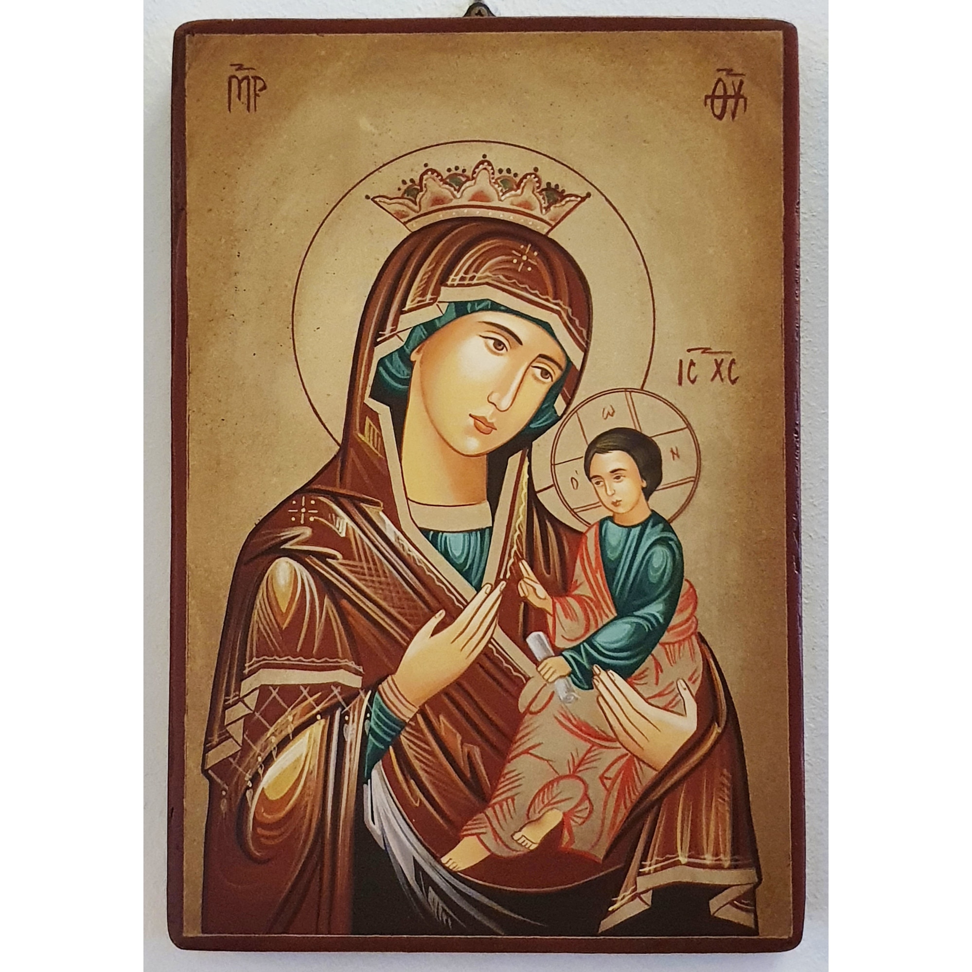 Icoana pictata pe lemn Maica Domnului 166, Artizanat Opait, 32x22cm