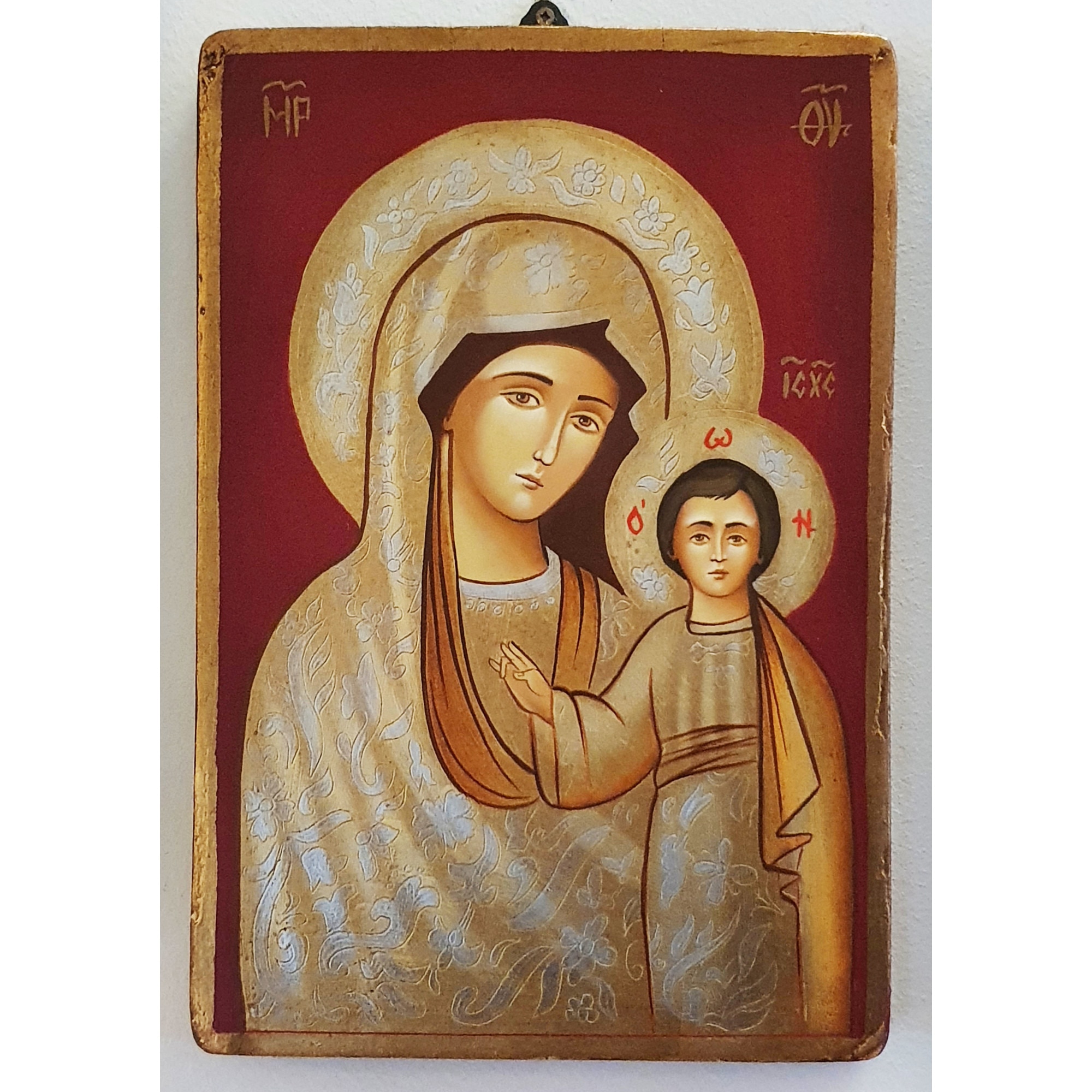 Icoana pictata pe lemn Maica Domnului 156, Artizanat Opait, 14x10cm