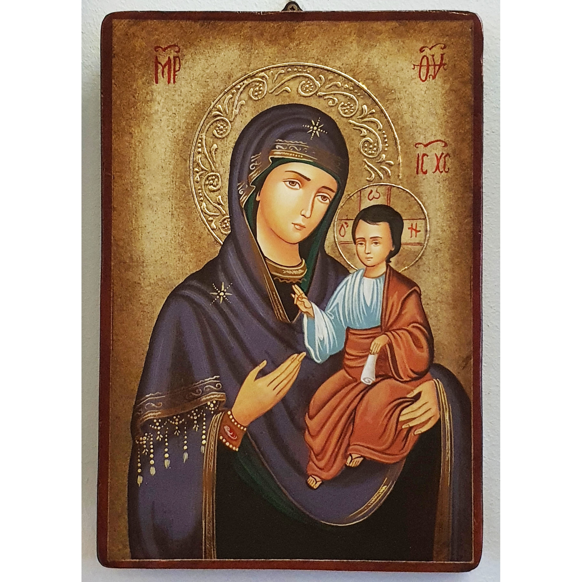 Icoana pictata pe lemn Maica Domnului 141, Artizanat Opait, 32x22cm