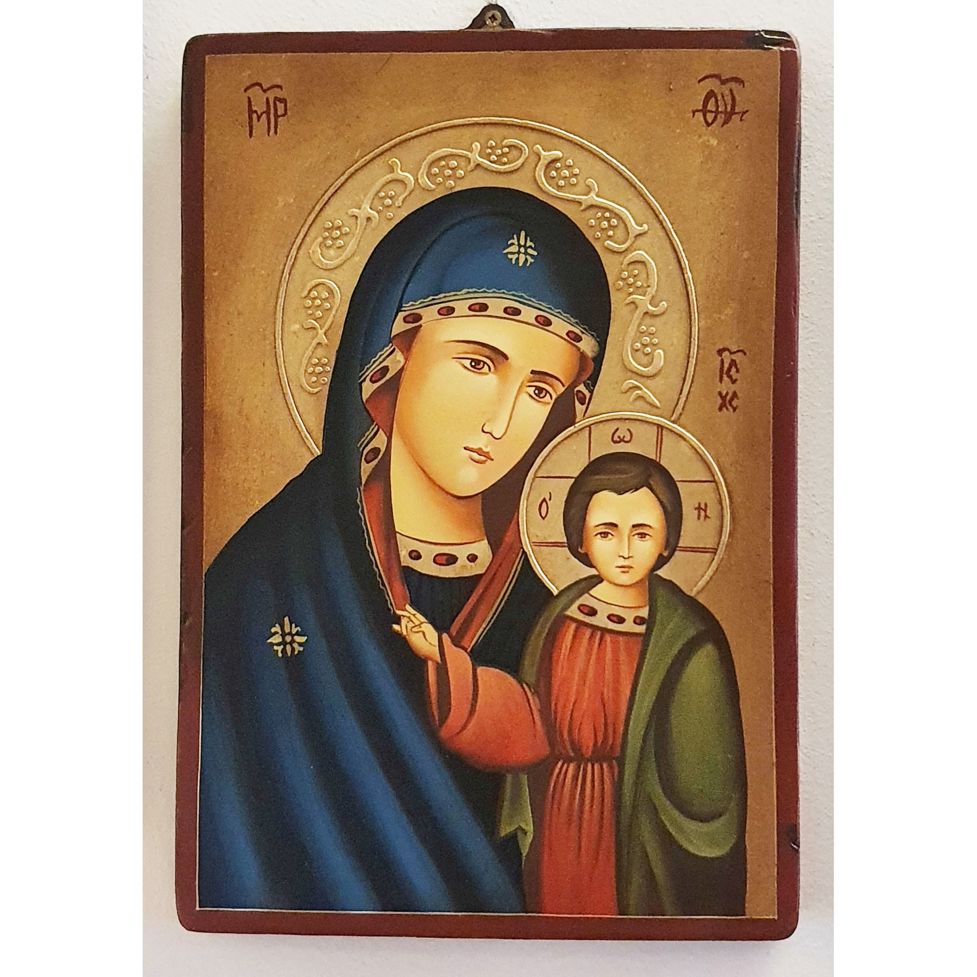Icoana pictata pe lemn Maica Domnului 136, Artizanat Opait, 32x22cm