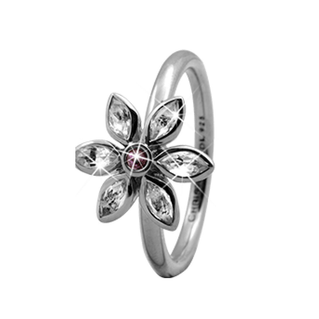 Inel Marquise Flower, Argint, Ametist, Cristal topaz, Masura 53
