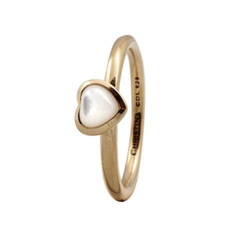 Inel Heart, Argint placat cu aur galben 18k, Sidef natural, Masura 53