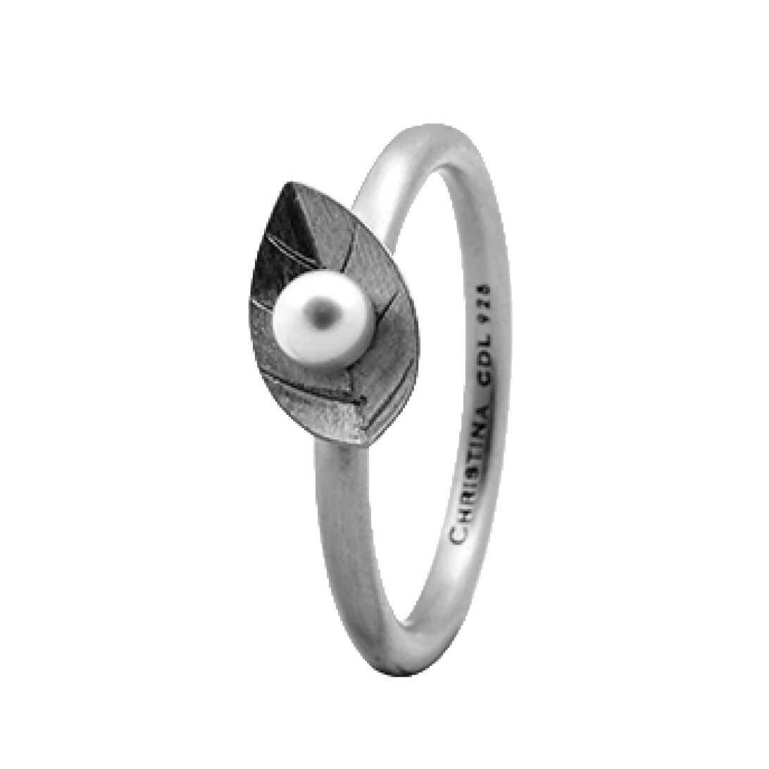 Inel Pearl Leaf, Argint, Perla naturala, Masura 49