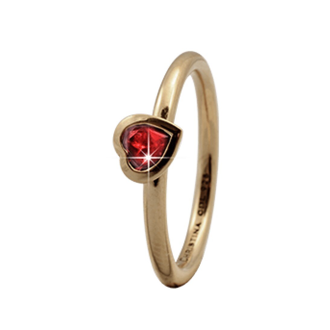 Inel Garnet Heart, Argint placat cu aur galben 18k, Garnet, Masura 49