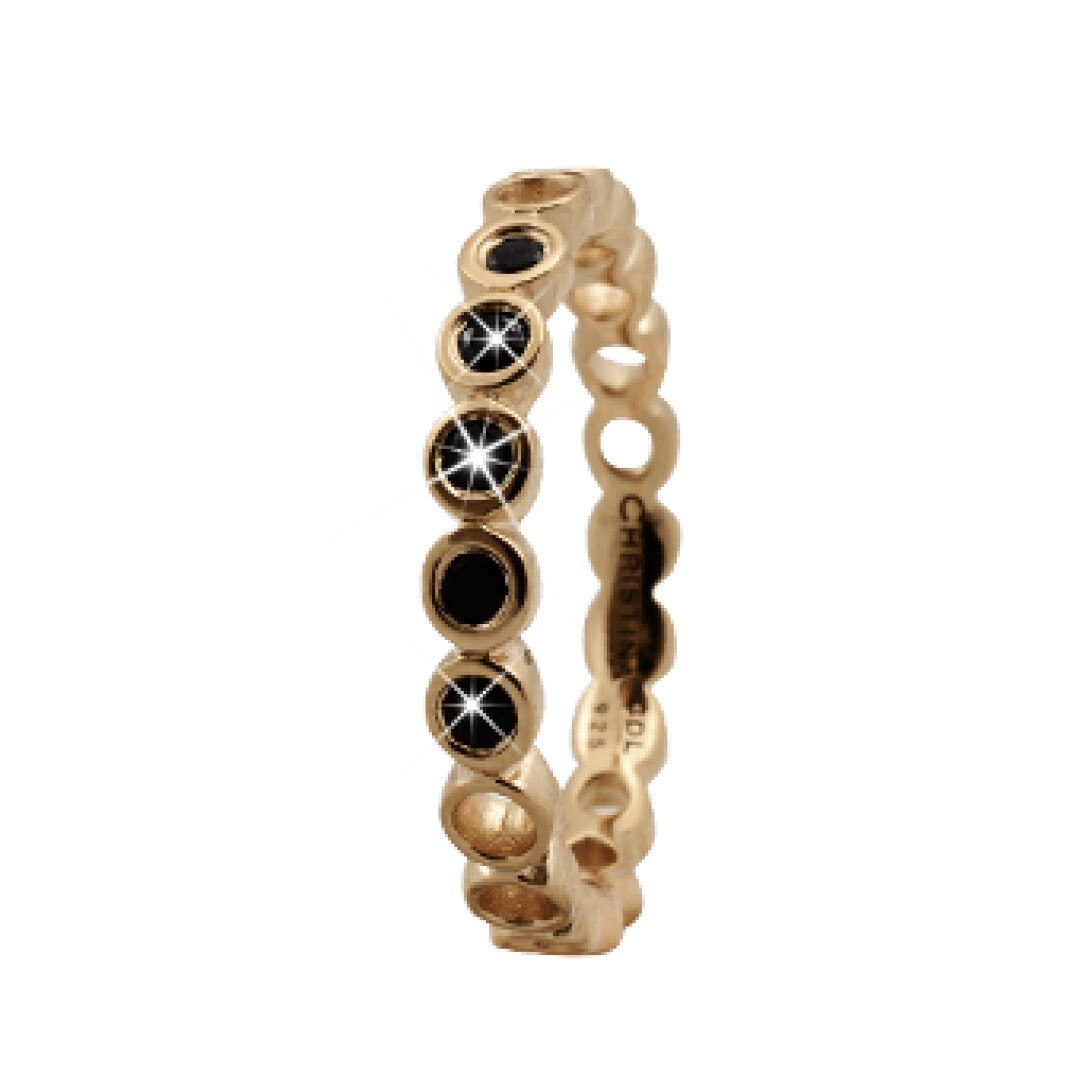 Inel Black Bubbles, Argint placat cu aur galben 18k, Spinel, Masura 57