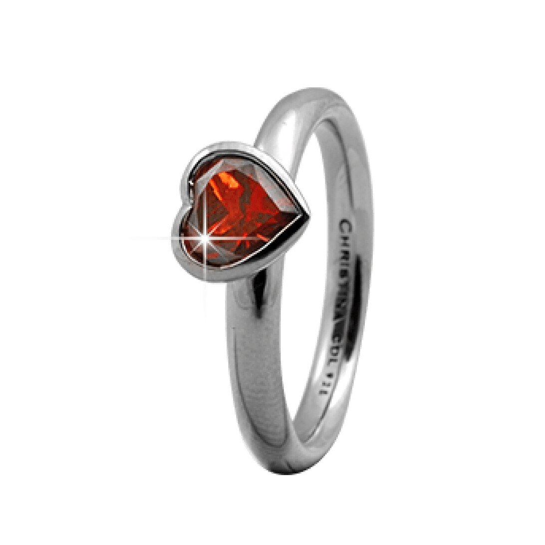 Inel Garnet Big Heart, Argint, Garnet, Masura 59