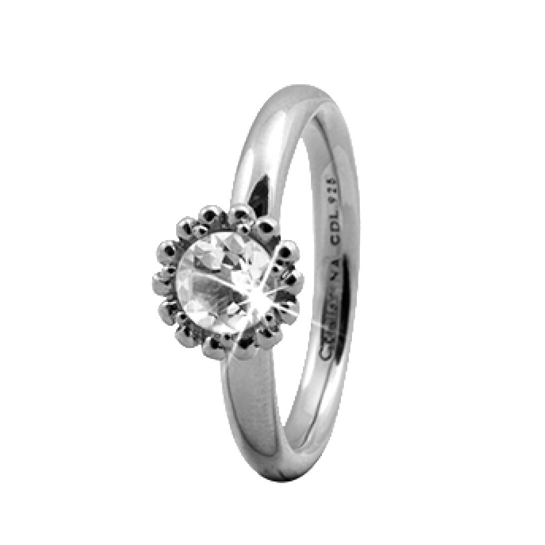 Inel Crystal Flower, Argint, Cristal cuart, Masura 59