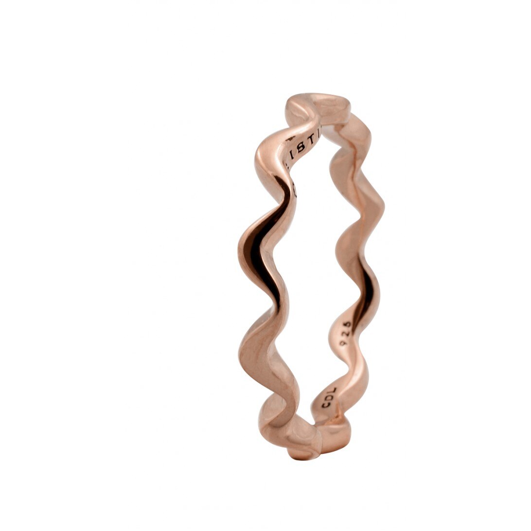 Inel Wave, Argint placat cu aur roze 18k, Masura 49