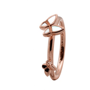 Inel Butterflies, Argint placat cu aur roze 18k, Sidef natural, Masura 59 Inel Butterflies, Argint placat cu aur roze 18k, Sidef natural, Masura 59