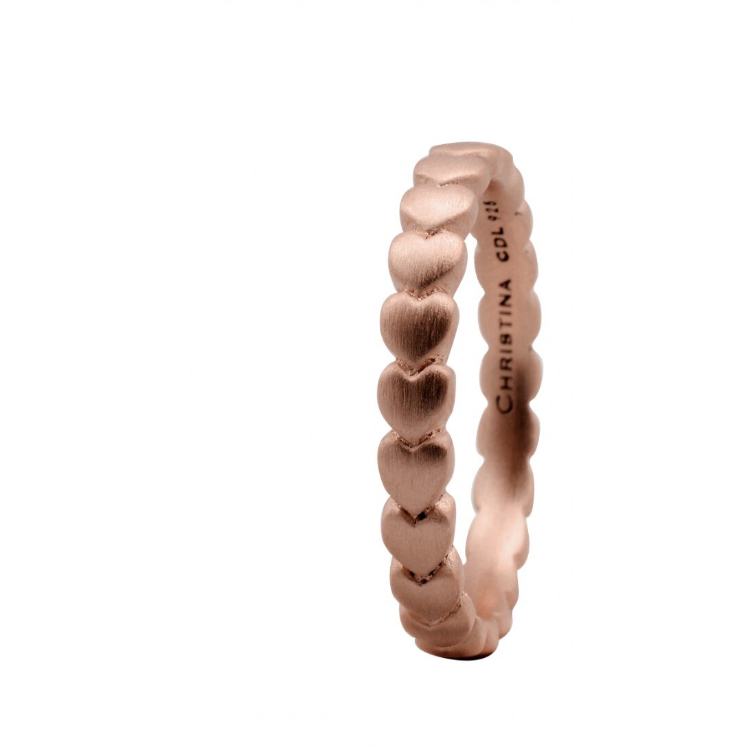 Inel Hearts, Argint placat cu aur roze 18k, Masura 53