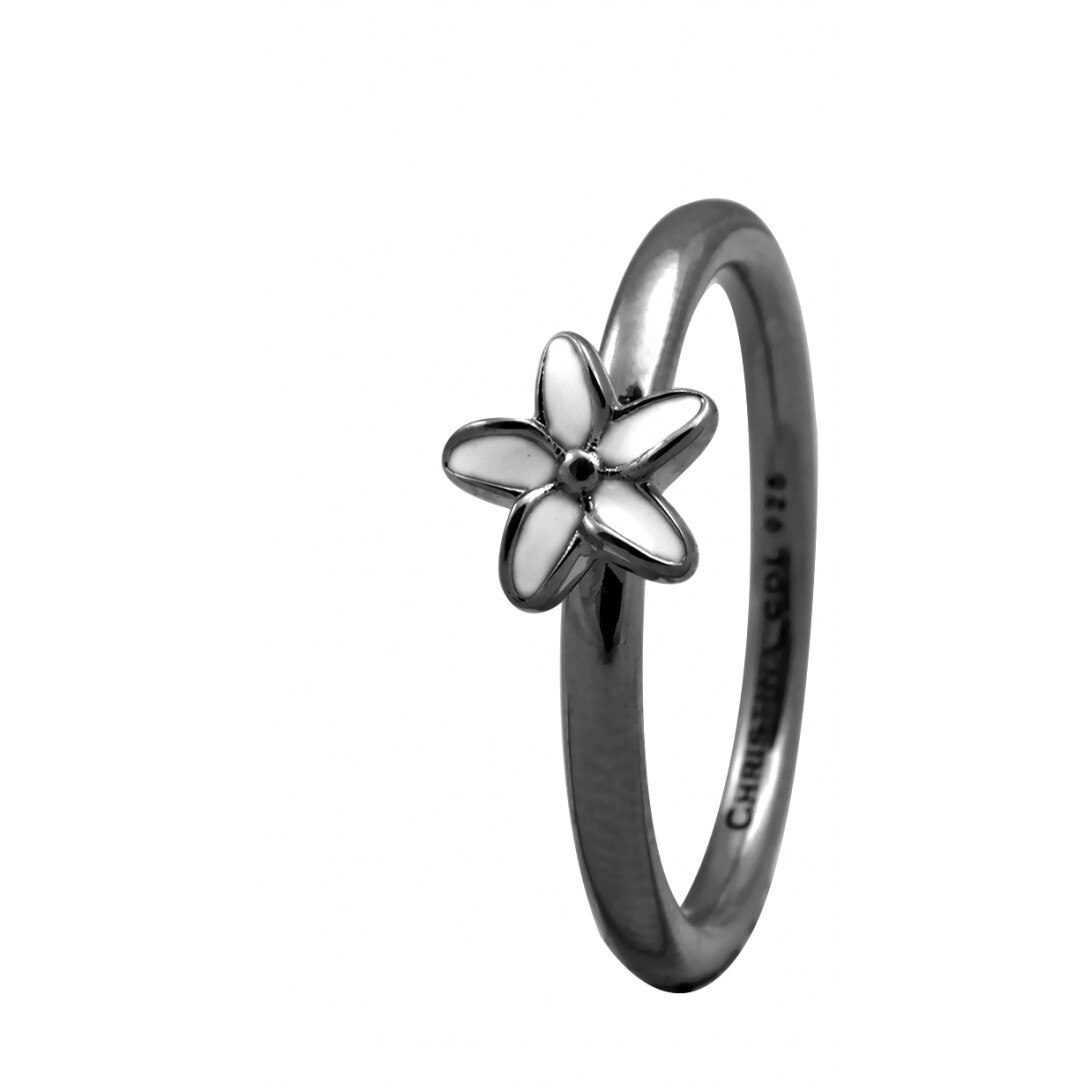 Inel Flower, Argint cu ruteniu, Email, Masura 49