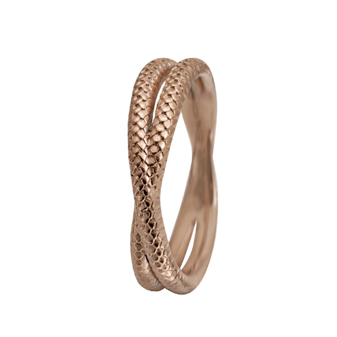 Inel Twin Snake, Argint placat cu aur roze 18k, Masura 49