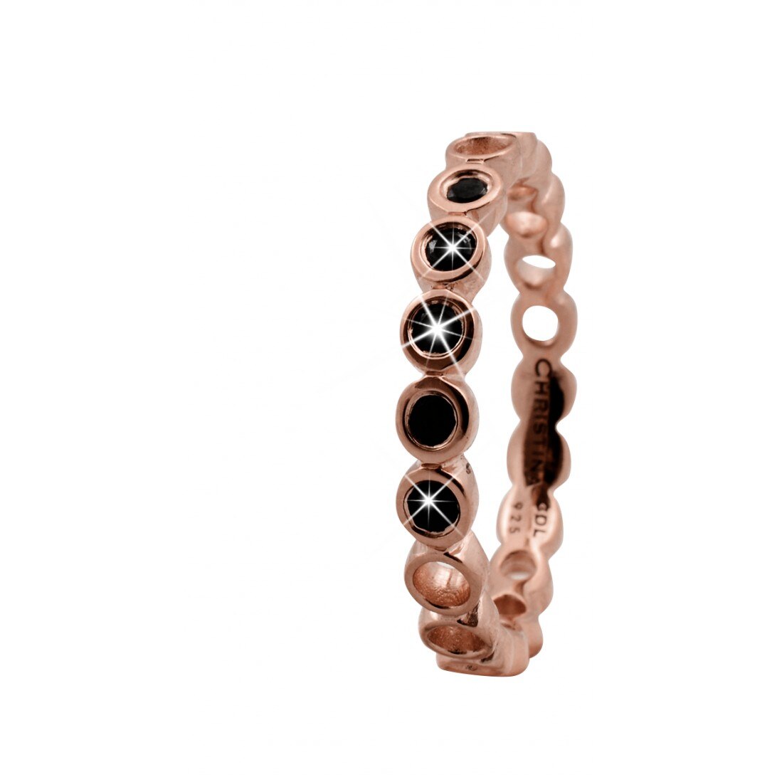 Inel Black Bubbles, Argint placat cu aur roze 18k, Spinel, Masura 55