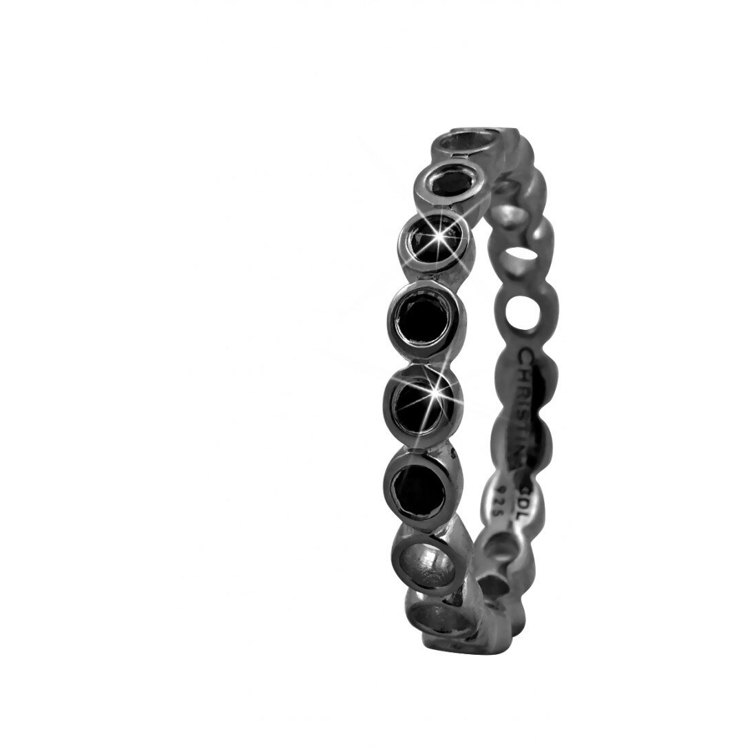 Inel Black Bubbles, Argint cu ruteniu, Spinel, Masura 55