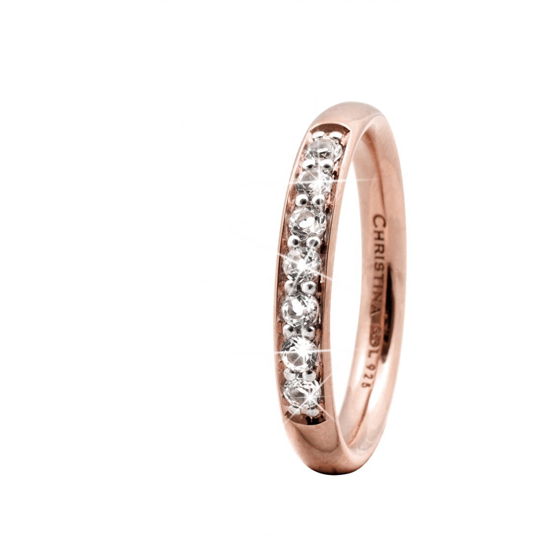 Inel Topaz Queen, Argint placat cu aur roze 18k, Cristal topaz, Masura 57