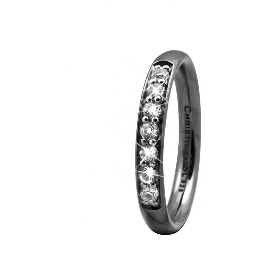 Inel Topaz Queen, Argint cu ruteniu, Cristal topaz, Masura 51