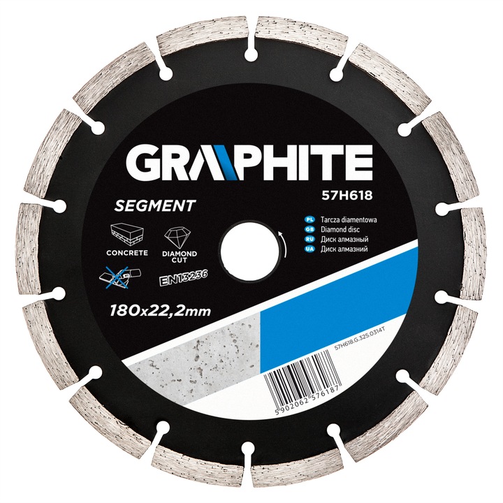 Disc diamantat segmentat pentru zidarie 180mm/22,2mm Graphite