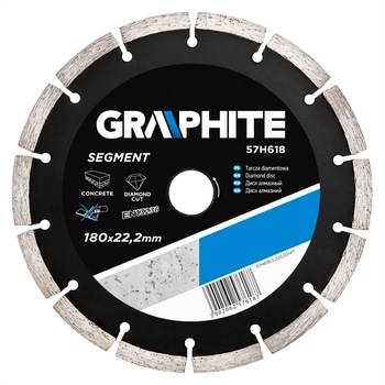 Disc diamantat segmentat, 180x22.2mm, 57H618, Graphite Disc diamantat segmentat, 180x22.2mm, 57H618, Graphite