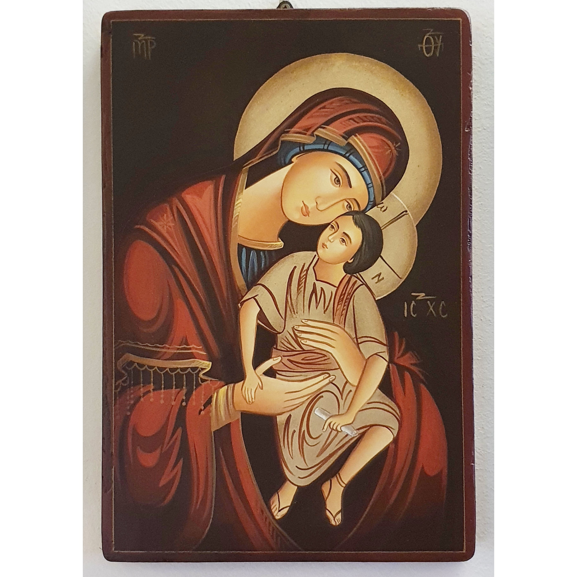 Icoana pictata pe lemn Maica Domnului 109, Artizanat Opait, 18x14 cm