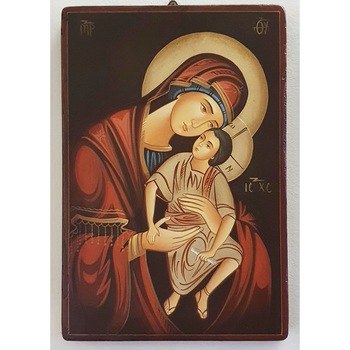 Icoana pictata pe lemn Maica Domnului 109, Artizanat Opait, 14x10 cm Icoana pictata pe lemn Maica Domnului 109, Artizanat Opait, 14x10 cm