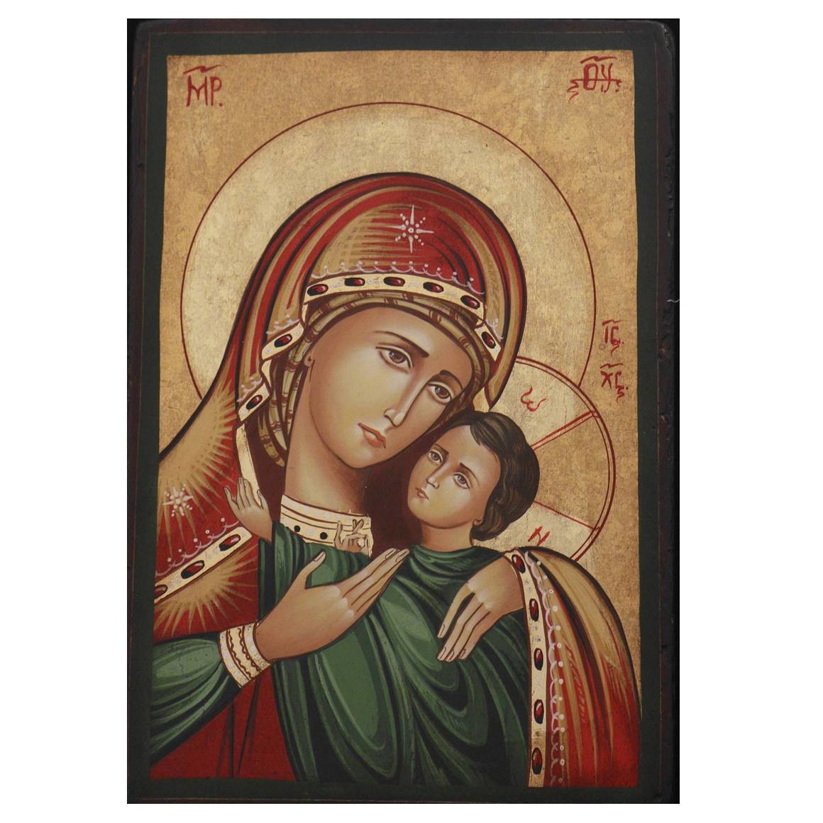 Icoana pictata pe lemn Maica Domnului 101, Artizanat Opait, 42x32 cm