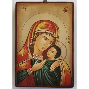 Icoana pictata pe lemn Maica Domnului 101, Artizanat Opait, 14x10 cm Icoana pictata pe lemn Maica Domnului 101, Artizanat Opait, 14x10 cm
