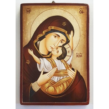 Icoana pictata pe lemn Maica Domnului 100, Artizanat Opait, 18x14 cm Icoana pictata pe lemn Maica Domnului 100, Artizanat Opait, 18x14 cm