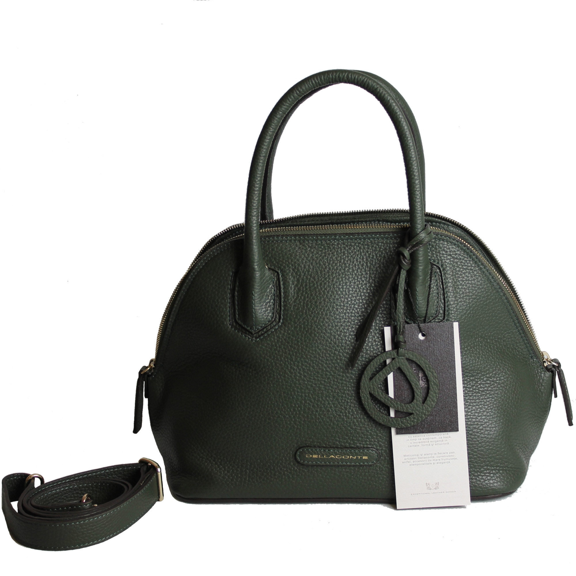 Geanta dama piele naturala, Dellaconte, Verde Inchis NK