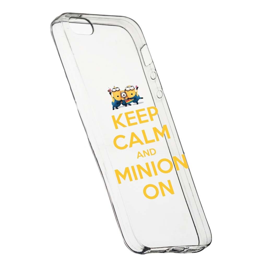Husa de protectie Minion Keep Calm pentru Apple iPhone 5 / 5S / SE, rezistenta la uzura, anti-alunecare, din silicon Premium, 209