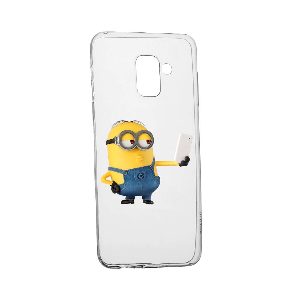 Husa de protectie Minion Selfie pentru Samsung Galaxy A8 2018 Plus, rezistenta la uzura, anti-alunecare, din silicon Premium, 211