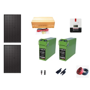 Sistem kit Solar Fotovoltaic CurentGratis 600w 1KW 24V MPPT 2 Acumulatori 310A 2 Panouri Monocristaline 300W Panouri solare