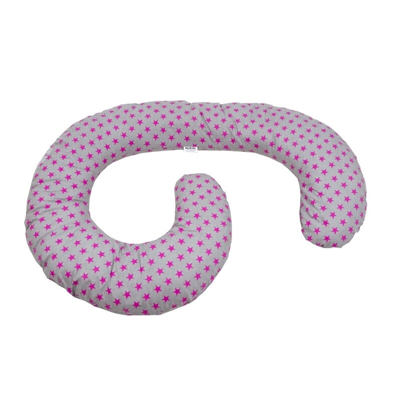 Perna de alaptare multifunctionala MyKids Stelute Grey Pink